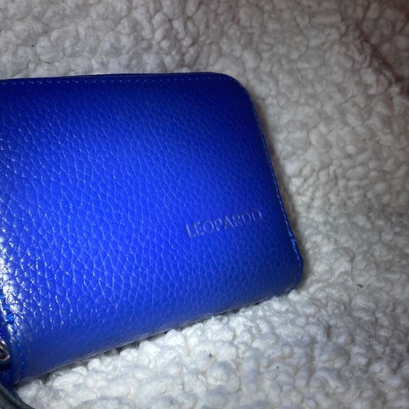 leopardd Handbags - Leopard Blue Leather Wallet